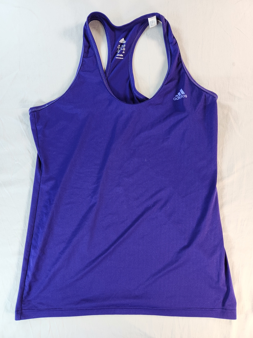 adidas Climalite Womens Purple Athletic Tank Size L Scoop Neck Ribbed Stretch